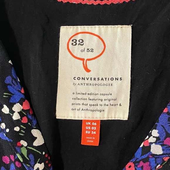Anthropologie 52 Conversations Dark Floral Dress With Pocket US 2 Prairie Boho - Picture 5 of 6